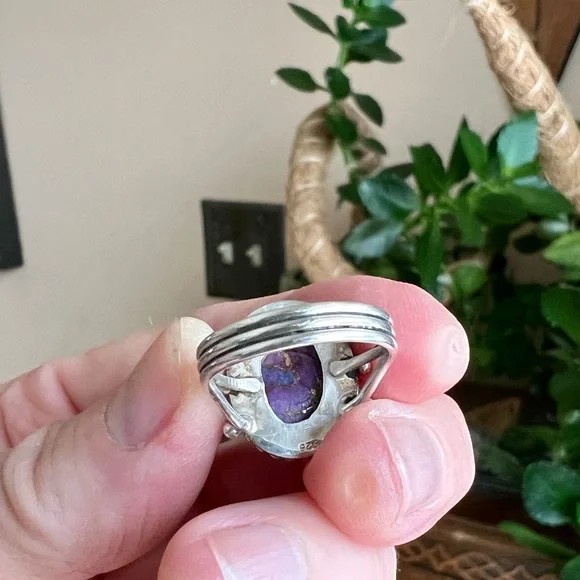 Purple Mojave Turquoise and Silver Ring, 6.25 - Picture 8 of 10